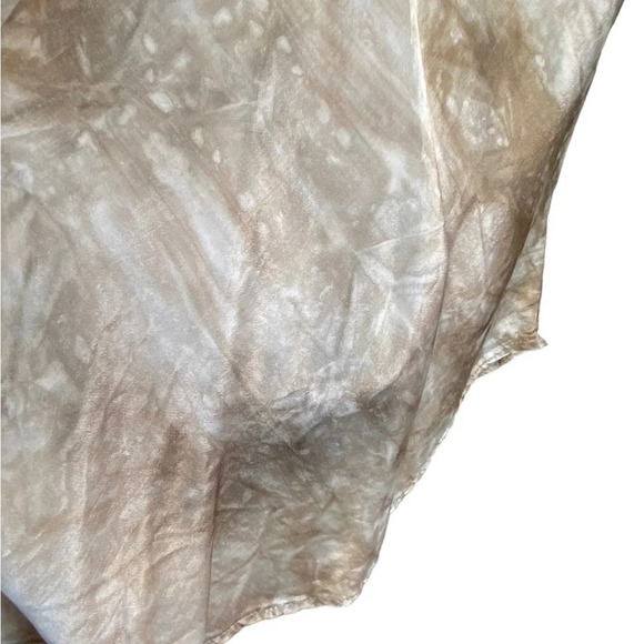 Y2K cream Tan Satin marble tie die blouse Loralai Gilmore Vibes long sleeve - Picture 6 of 6